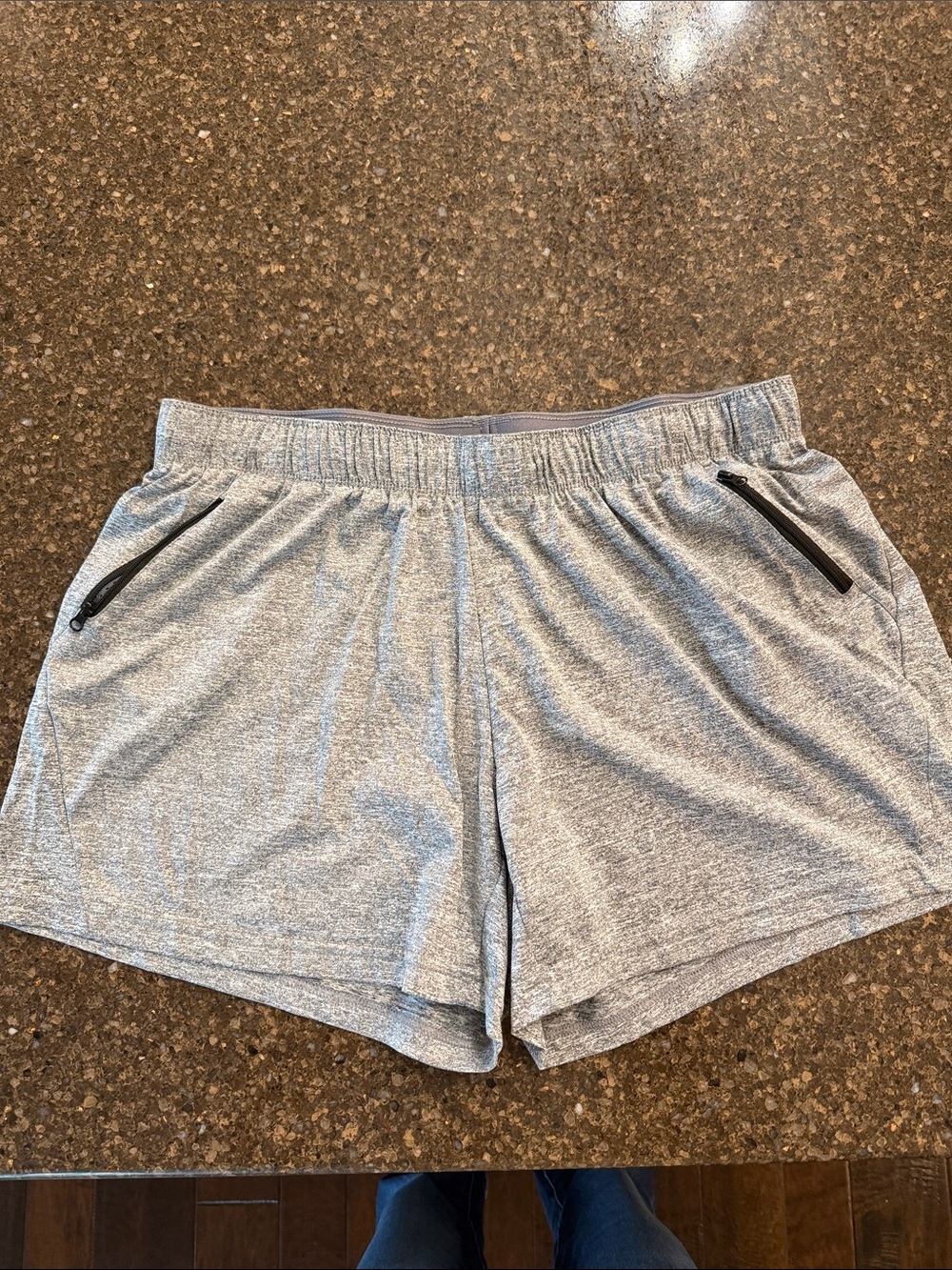 Women’s Gray Performance Athletic Shorts with Zipper Pockets
